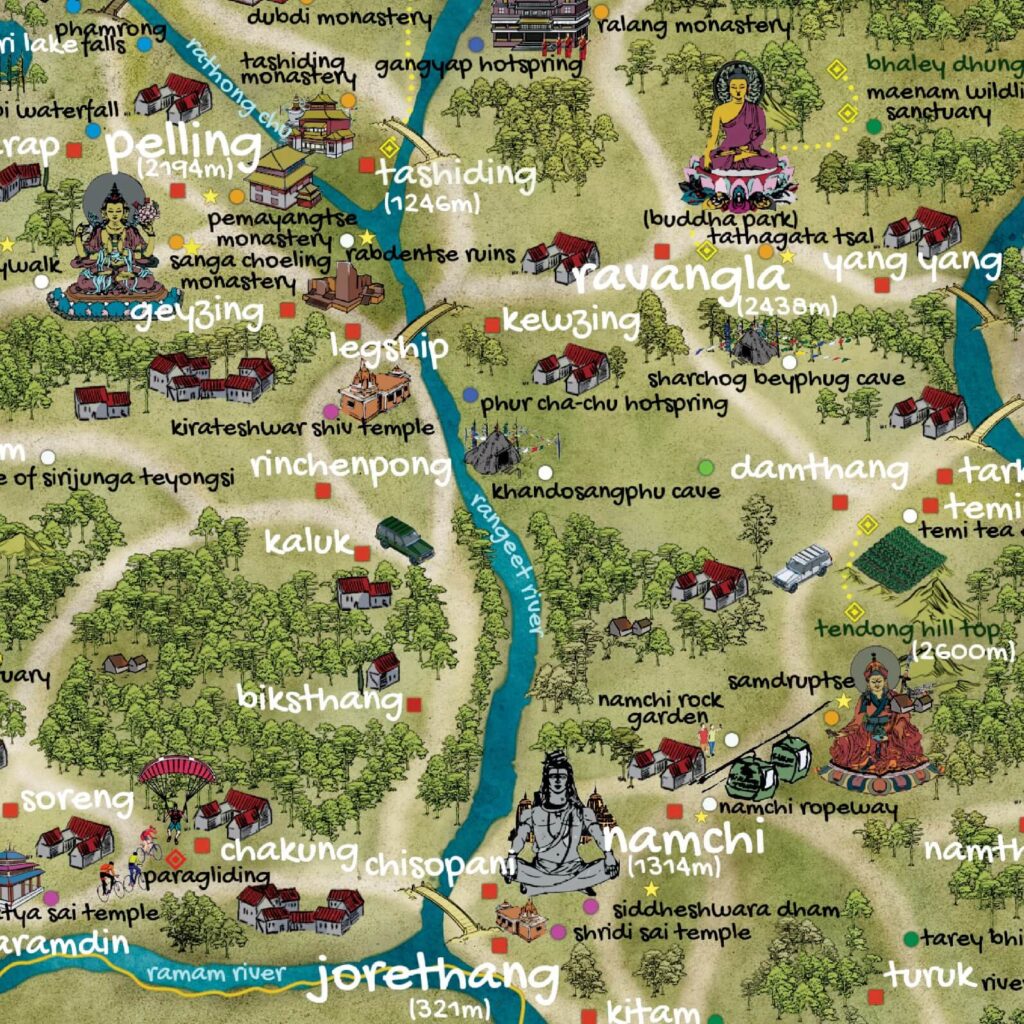 tourist map of sikkim with distance